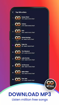 Herunterladen Mp3Goo - Mp3 Music Downloader Musik und Audio für Android Bildschirmfoto 3