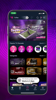 Herunterladen Toffee – Sports, Movies, Drama Unterhaltung für Android Bildschirmfoto 2