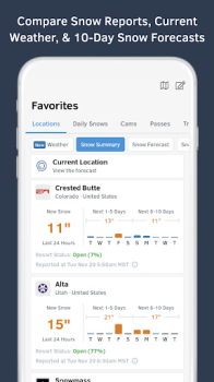 Herunterladen OpenSnow: Weather & 3D Maps Wetter für Android Bildschirmfoto 2