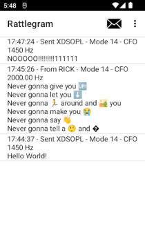 Herunterladen Rattlegram - SMS via audio! Kommunikation für Android Bildschirmfoto 2
