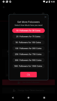 Herunterladen Tikio - Followers Likes Views Werkzeuge für Android Bildschirmfoto 2