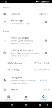 Herunterladen Geph: free anti-blocking VPN Werkzeuge für Android Bildschirmfoto 2