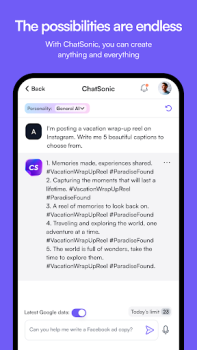 Herunterladen ChatSonic: Super ChatGPT App Arbeit für Android Bildschirmfoto 7