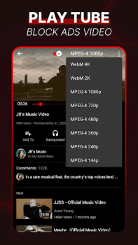 Herunterladen PlayTube - Block Ads Video Werkzeuge für Android Bildschirmfoto 2