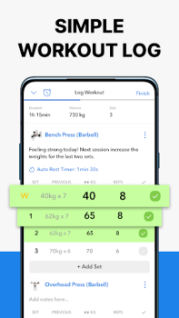 Herunterladen Hevy - Gym & Trainingstagebuch Gesundheit & Fitness für Android Bildschirmfoto 2