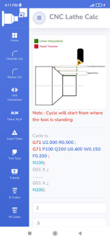 Herunterladen CNC Lathe Calc Arbeit für Android Bildschirmfoto 5