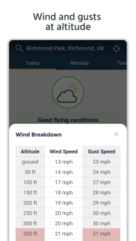 Herunterladen Dronecast - Weather & Fly Map Wetter für Android Bildschirmfoto 3