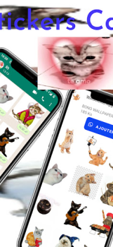 Herunterladen WAStickerApps Aufkleber Katzen Kommunikation für Android Bildschirmfoto 3