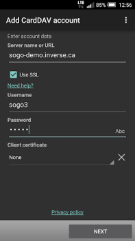 Herunterladen CardDAV-Sync free Arbeit für Android Bildschirmfoto 2