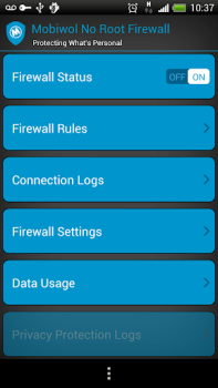 Herunterladen Mobiwol: NoRoot Firewall Werkzeuge für Android