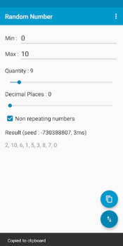 Herunterladen Random Number Werkzeuge für Android Bildschirmfoto 2