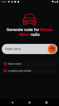 Herunterladen Nissan Radio Code Generator Autos & Transport für Android Bildschirmfoto 4