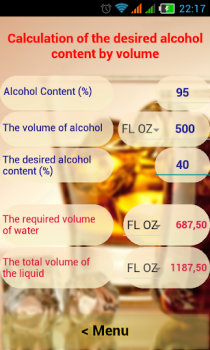 Herunterladen Alkohol Kalkulator Werkzeuge für Android Bildschirmfoto 2