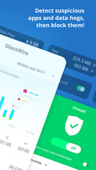Herunterladen GlassWire Data Usage Monitor Werkzeuge für Android Bildschirmfoto 2