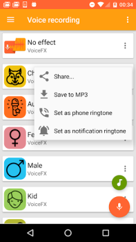 Herunterladen VoiceFX - Stimmenverzerrer mit Unterhaltung für Android Bildschirmfoto 3
