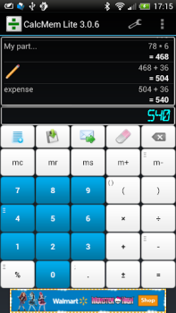Herunterladen Taschenrechner mit Speicherfun Arbeit für Android