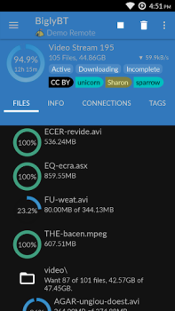 Herunterladen BiglyBT - Torrent-Downloader Werkzeuge für Android Bildschirmfoto 2