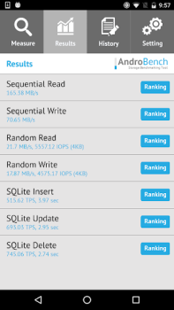 Herunterladen Androbench (Storage Benchmark) Werkzeuge für Android Bildschirmfoto 3