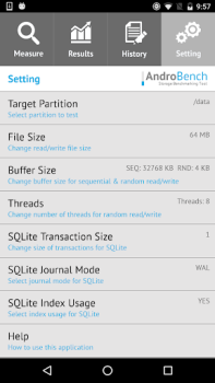 Herunterladen Androbench (Storage Benchmark) Werkzeuge für Android Bildschirmfoto 5