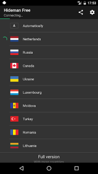 Herunterladen Hideman Free VPN Werkzeuge für Android Bildschirmfoto 2