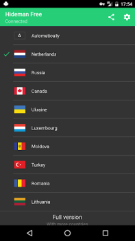 Herunterladen Hideman Free VPN Werkzeuge für Android Bildschirmfoto 3
