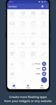 Herunterladen Overlays - Floating Launcher Arbeit für Android Bildschirmfoto 2