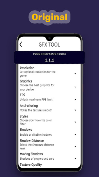 Herunterladen GFX tool for pubg new state Werkzeuge für Android Bildschirmfoto 2